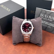 NEW Bulova 98B422 Men's Surveyor Red Dial Automatic Stainless Steel Watch