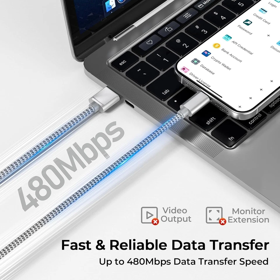 Basesailor for iPhone 17 16 Pro Max Charger Cord,USB to USB C Cable 6.6FT/2Pack, - Image 4 of 4