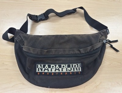 Napapijri Geographic Fanny Pack Zipper Waist Bag Heavy Thick Canvas Distressed