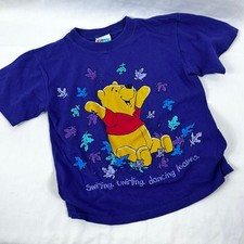 Vintage Winnie the Pooh Fall Themed T-Shirt Kids 10/12 Purple Disney Y2K 90s