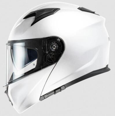 Helm Modular Flip Up Doppelt Genehmigung MPH Raptor Weiß Glänzend Größe L