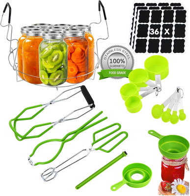 Canning Supplies Starter Kit Stainless Steel Canner Tools Set with Canning Rack,