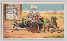 Victorian Trade Card Donkey and Shoe Wagon AST Co Children Shoes Willimantic CT