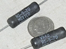 2 NEW DALE RW67VR40 MIL MILITARY WIREWOUND RESISTOR .4 OHM 6.5W 10% RS-5-70 USA