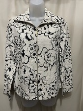 St. John Sport by Marie Gray floral zip Jacket Casual S beige black