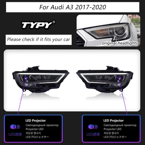 For Audi A3 S3 2017-2020 Upgrade LED Headlight OEM DRL Projector Head Lamps Pair - Picture 14 of 15
