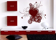 Vinyl Decal Wall Sticker Abstract Valentine Design with Heart (n664)