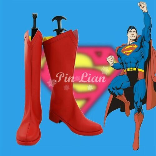 Superman Clark Kent Kal-El Red Boot Shoe DC Superhero Cosplay Costume Halloween - Picture 1 of 8