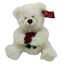 Valentine Plush Teddy Bear with Rose Flowers Sparkle White Russ Stuffed Animal