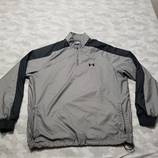 Under Armour Track Jacket Mens Large Gray 1/4 Zip Long Sleeve Light Weight