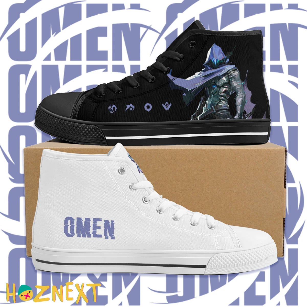 Omen High Canvas Shoes Valorant Omen Unisex Sneaker Custom Omen shoes