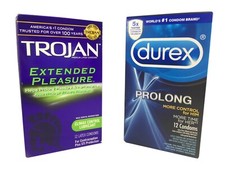Durex Prolong Trojan Extended Pleasures Climax Control Condoms Brass Case
