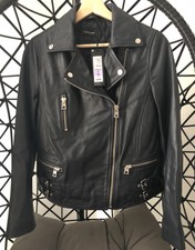 Autograph By M&s Women Leather Biker Jaket Size 8