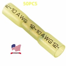 US Yellow Heat Shrink Butt Wire Crimp Connectors Terminals 12-10 Gauge AWG 50PCS