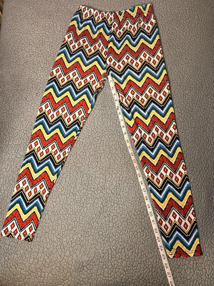 Win Win Super Soft Leggings Womens Size S-L Multicolored Red Blue And Yellow  - Image 3 of 4