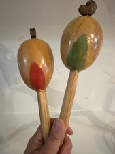 Vintage Wooden Maracas Musical Instrument
