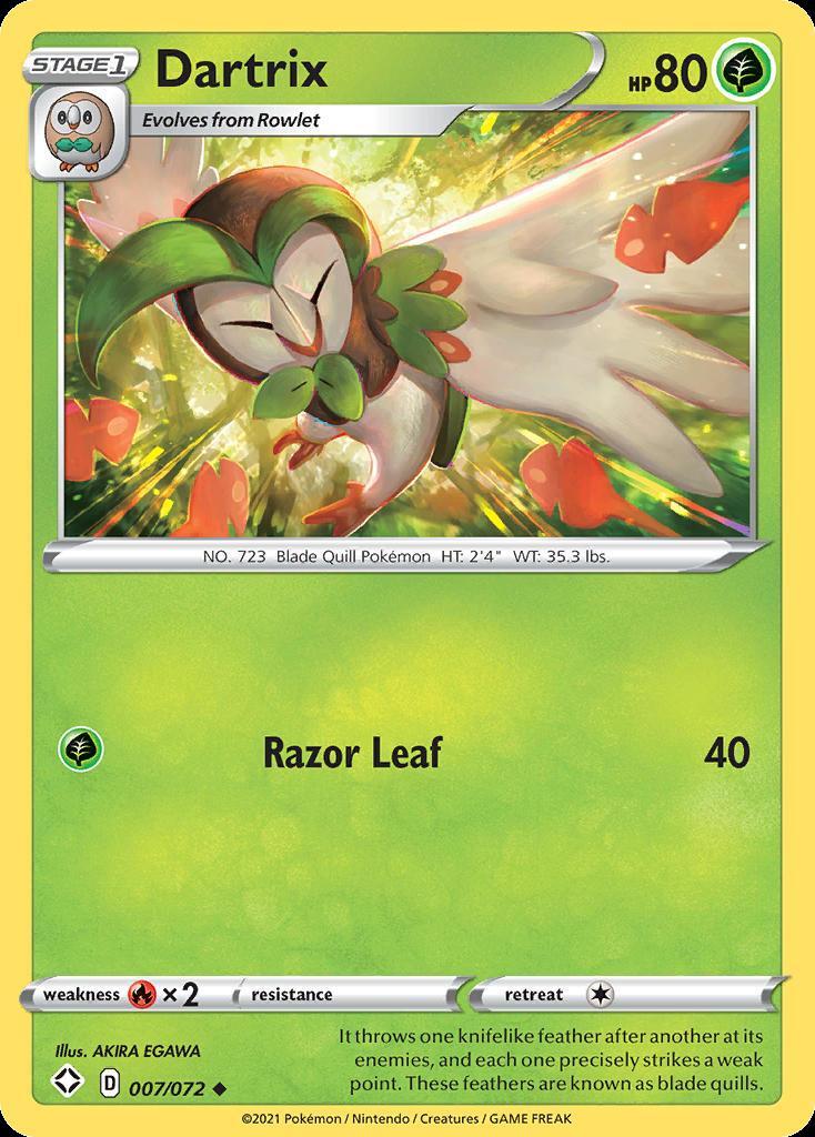 Pokemon Dartrix (7/73) Shining Fates LP REVERSE HOLO