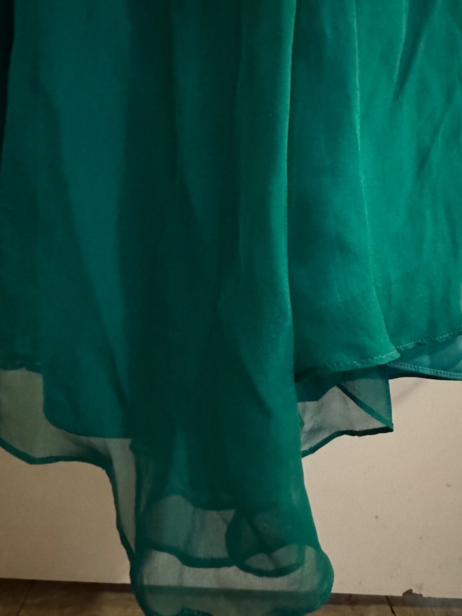 sachin and babi light blue dress Badgley Mischka Belle Sz 0 Isla Sequin Mock Neck Front Slit Emerald  Silhouette