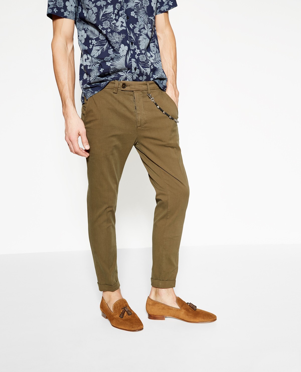 SAINT LAURENT Pantaloni classici The Kooples verdi elasticizzati cotone taglia 48 YSL D&G Boss