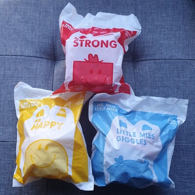 Mr Men Little Miss McDonald s Happy Meal Tassen KOMPLETTSET Neu ungeöffnet x3