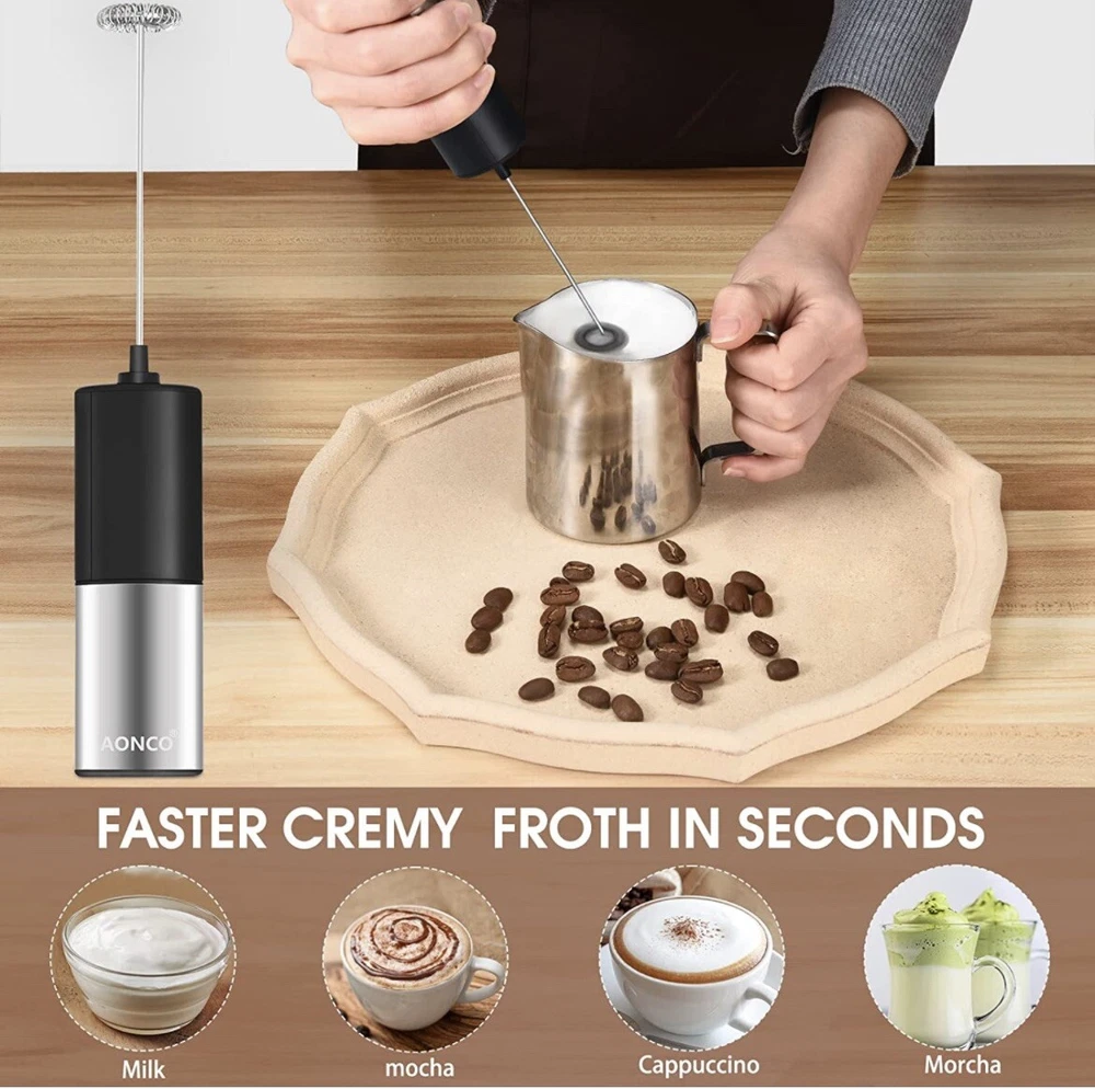 Milk Frother Handheld Battery Operated Electric Whisk Beater Foam Maker.