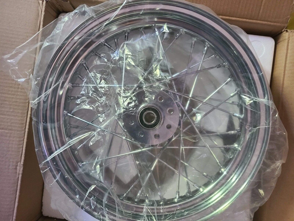 16 英寸 40 辐条镀铬后轮圈适用于 55-78 Harley Sportster XL 51647 — 第 4/4 张图片