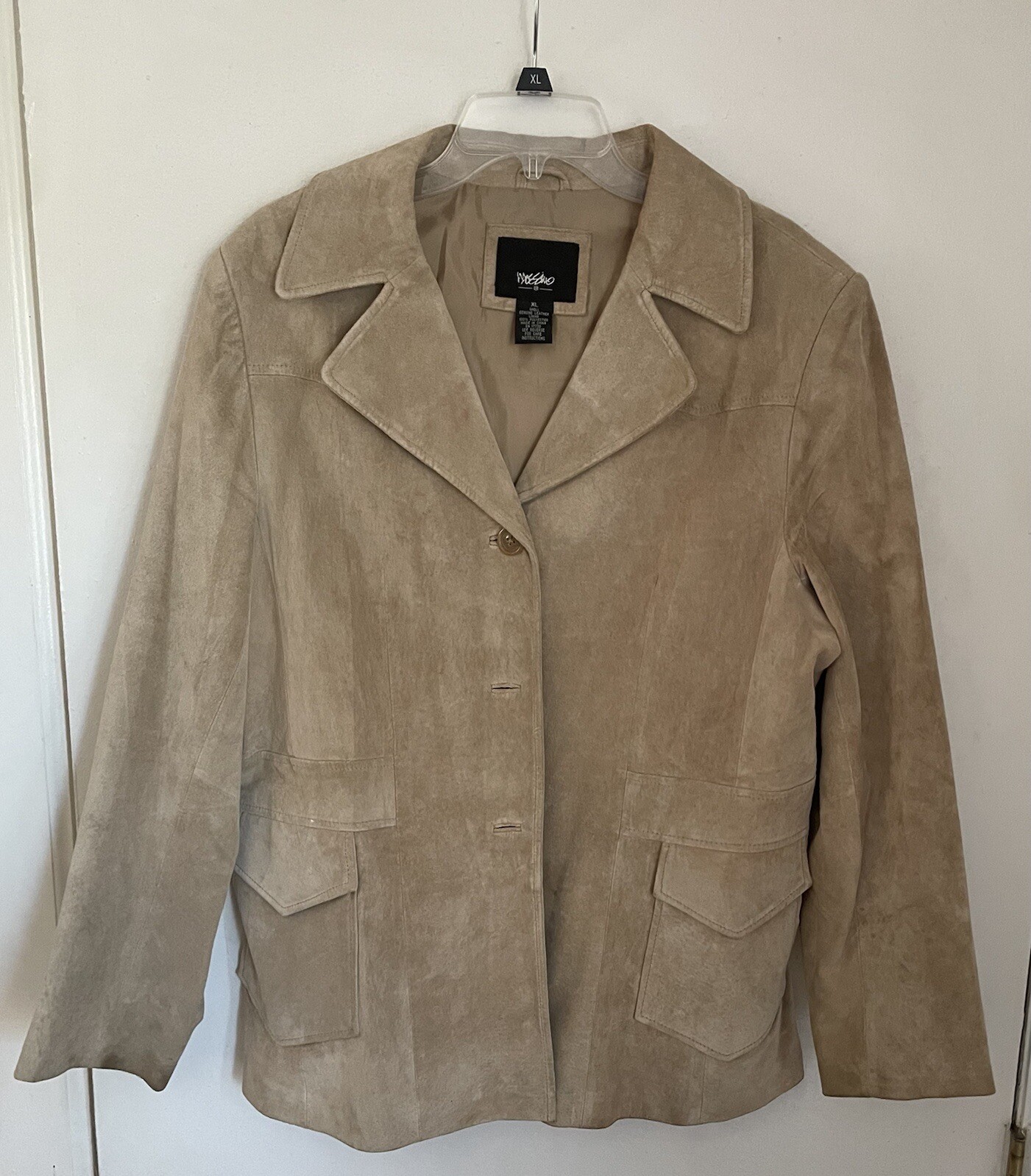 Mossimo Leather Jacket Suede With Pockets Tan/Bei… - image 1