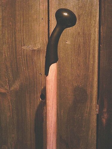 walking stick antiqued Hame handle TAPERED RED OAK SHAFT rubber tip MADE N USA - Picture 1 of 10