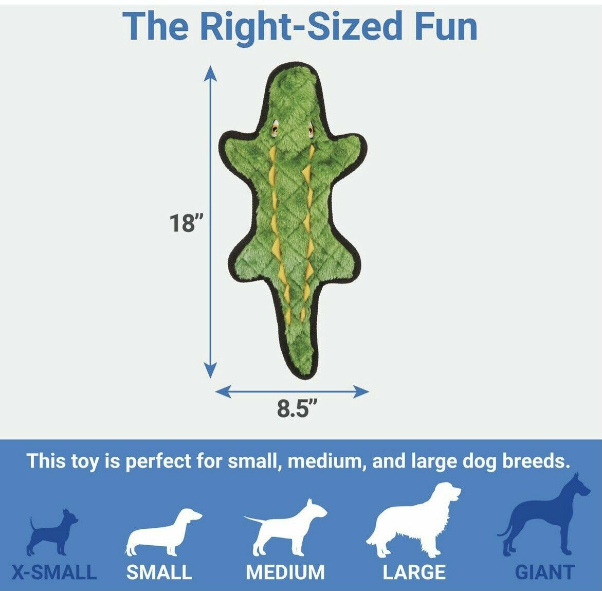 Frisco, Flat Plush Stuffing-Free Squeaky Dog Toy - Alligator