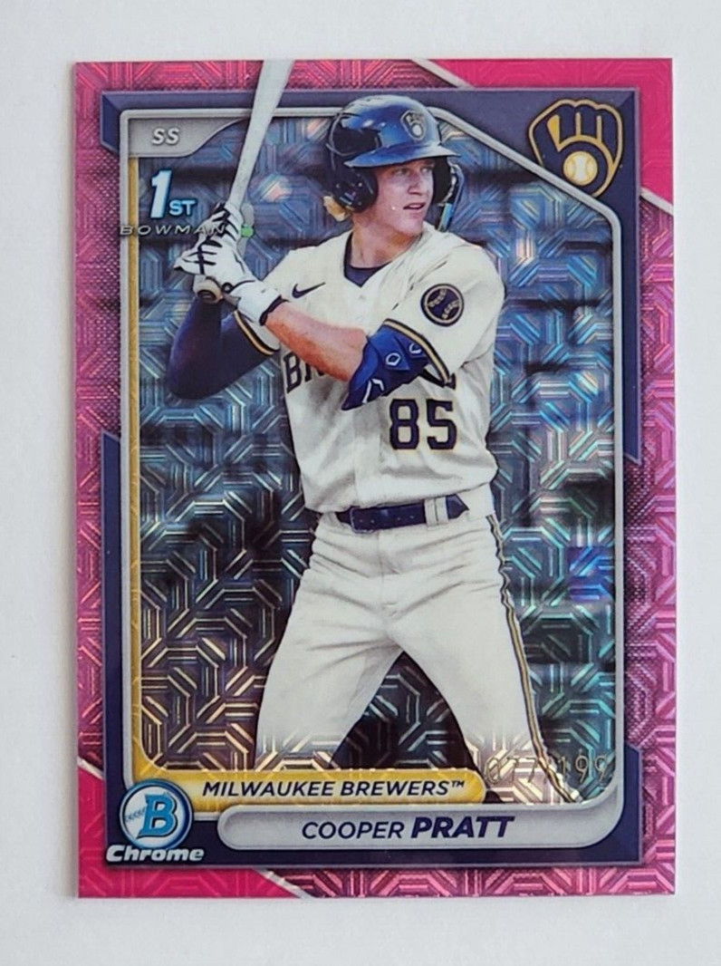 2024 Bowman Mega Box Cooper Pratt 077/199 Pink Mojo 1st Chrome Brewers
