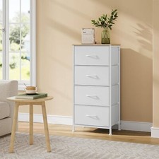 Woltu Kommode 4 Schubladen 30 cm breit Sideboard Anrichte Beistellschrank Weiß