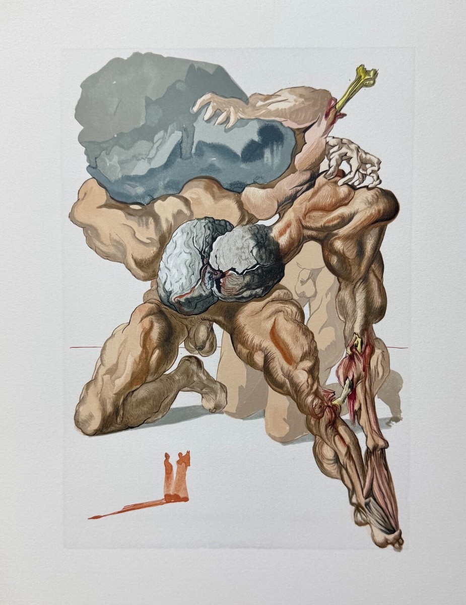Salvador Dali 1960 DIVINE COMEDY INFERNO #7 Color Woodcut