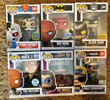 Funko Pop Lot 6 Figures Marvel Dc Comics NASCAR Earnhardt Red Hood Superman Used