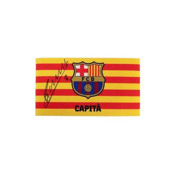 Andrés Iniesta Barcelona signed captain armband with COA Spain