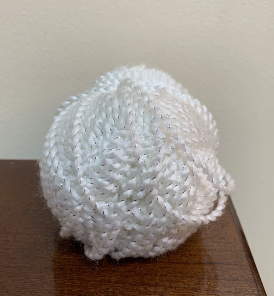 Partial 1.1 oz Skein Herrschners Yarn Holiday Victorian Christmas White Silver - Image 3 of 3