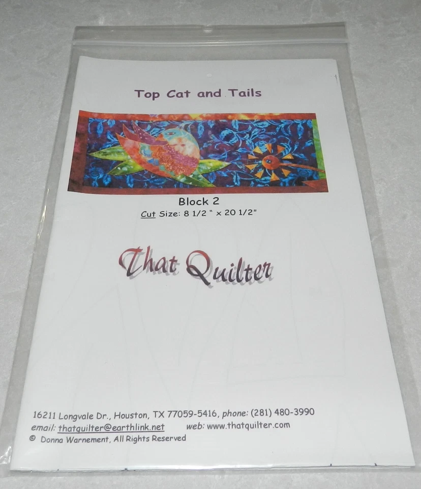 Laurel Burch Inspired Quilt Patterns NEW Top Cat & Tails 10 Blocks for Applique - Image 4 of 4
