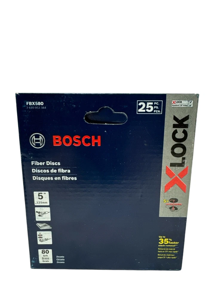 Bosch X-Lock 5 Inch 80 Medium Grit Abrasive Fiber Sanding Discs 25 Piece FBX580 - Image 4 of 4