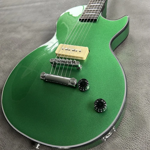 Custom LP Gloss Green Silver Powder Electric Guitar Mahogany Body P90 Pickups