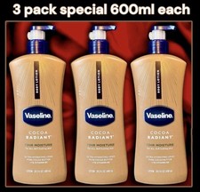 3pk Vaseline 72hr Moisture COCOA BUTTER Lotion 600ml Each Ultra Hydrating Vit B3