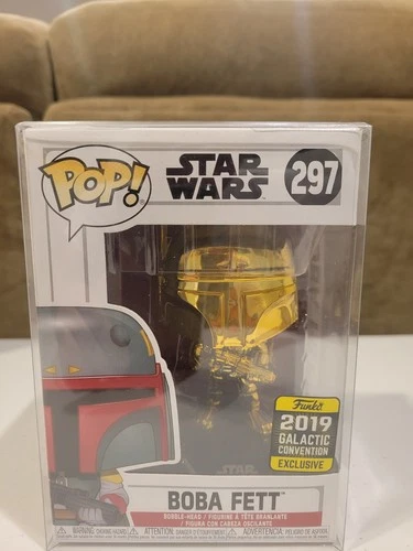 Funko Pop! Star Wars Boba Fett 2019 Funko Galactic Con Gold Chrome Excl. #297