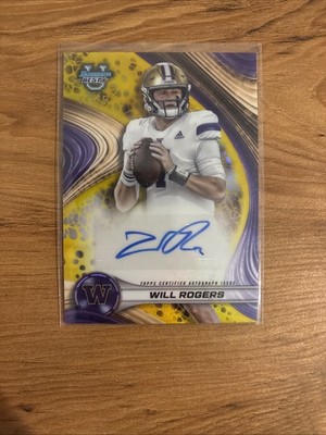 2024 Bowman U Best #BOA-WR Will Rogers Best of 2024 Autographs Yellow #/75