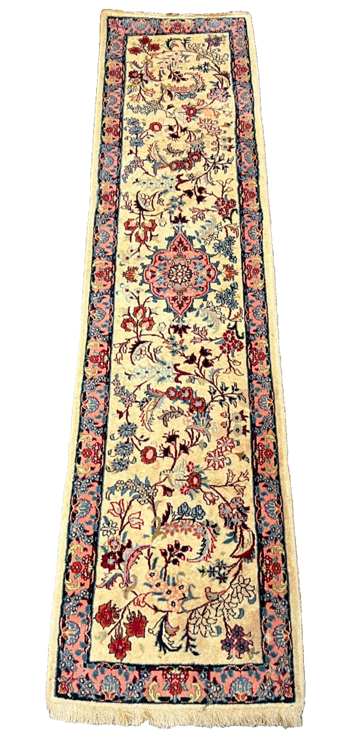Living room hand knotted Oriental carpet 210 x 52 cm carpet rug runner hallway