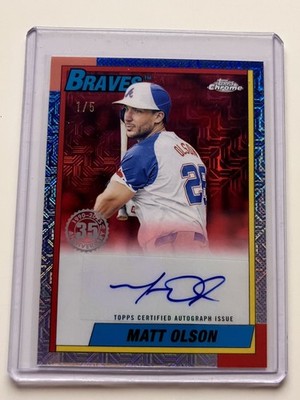 2025 Topps Chrome AUTO #90CA-MO, Matt Olson Braves, Silver Pack Red #1 /5 MLB