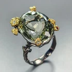 Jewellery 24 ct+ Natural Green Amethyst Ring 925 Sterling Silver Size 8 /R468687
