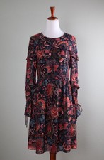 ANN TAYLOR LOFT NWT $89 Floral Ruffle Shirred Waist Lined Dress Size 2