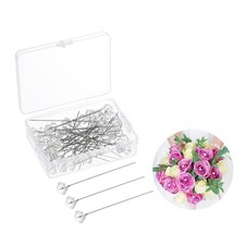 50-Pack Corsage Boutonnieres Pins, 6.4cm Diamond Clear Straight Pin for Wedding