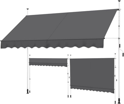 Yaheetech Klemmmarkise 300Cm Breit Balkonmarkise Mit Handkurbel Sonnenschutz Ohn