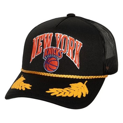 New York Knicks NBA Mitchell & Ness Gold Leaf Trucker Cap HWC