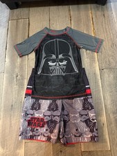 Star Wars Darth Vader swim trunks with matching rash guard swim shirt boys 7
