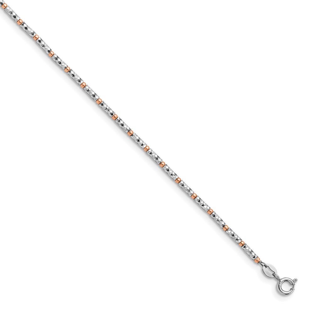 925 Silver Rose Gold Diamond-Cut Anklet 9
